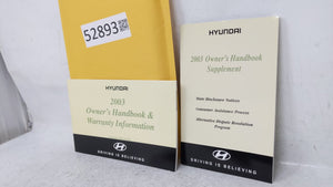 2003 Hyundai Sonata Owners Manual Book Guide OEM Used Auto Parts - Oemusedautoparts1.com