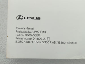 2019 Lexus Is350 Owners Manual Book Guide OEM Used Auto Parts