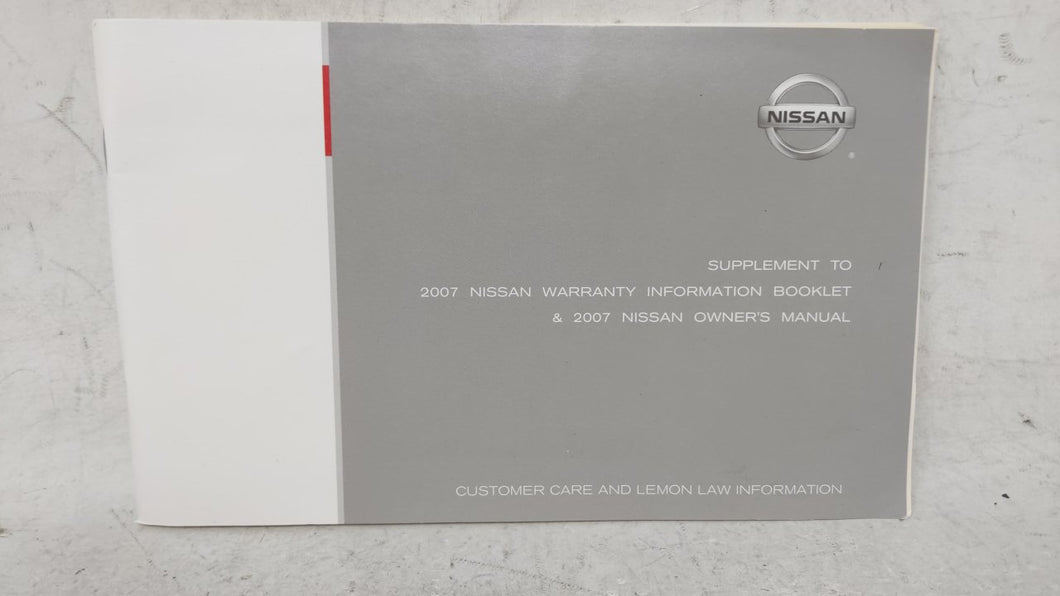 2007 Nissan Sentra Owners Manual Book Guide OEM Used Auto Parts - Oemusedautoparts1.com