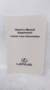 2000 Lexus Es300 Owners Manual Book Guide OEM Used Auto Parts - Oemusedautoparts1.com