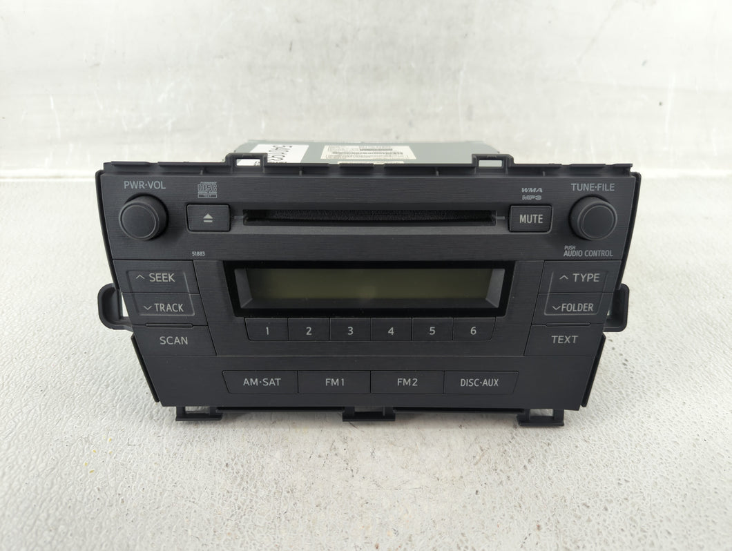 2010-2011 Toyota Prius Radio AM FM Cd Player Receiver Replacement P/N:86120-47290 Fits 2010 2011 OEM Used Auto Parts