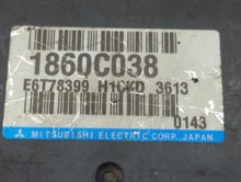 2013 Mitsubishi Outlander Sport PCM Engine Computer ECU ECM PCU OEM P/N:1860C038 Fits OEM Used Auto Parts