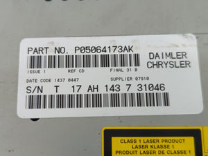 2006-2007 Dodge Charger Radio AM FM Cd Player Receiver Replacement P/N:P05064173AK Fits 2004 2005 2006 2007 2008 2009 2010 OEM Used Auto Parts