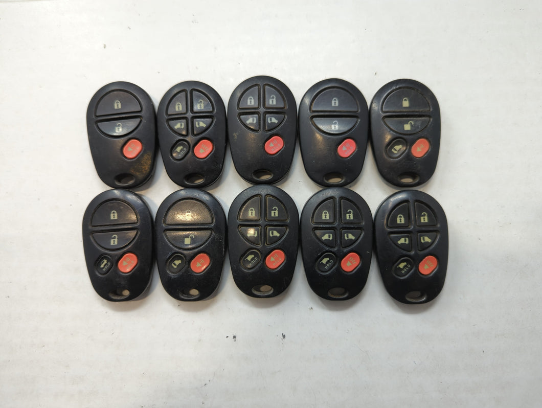 Lot of 10 Toyota Keyless Entry Remote Fob GQ43VT20T