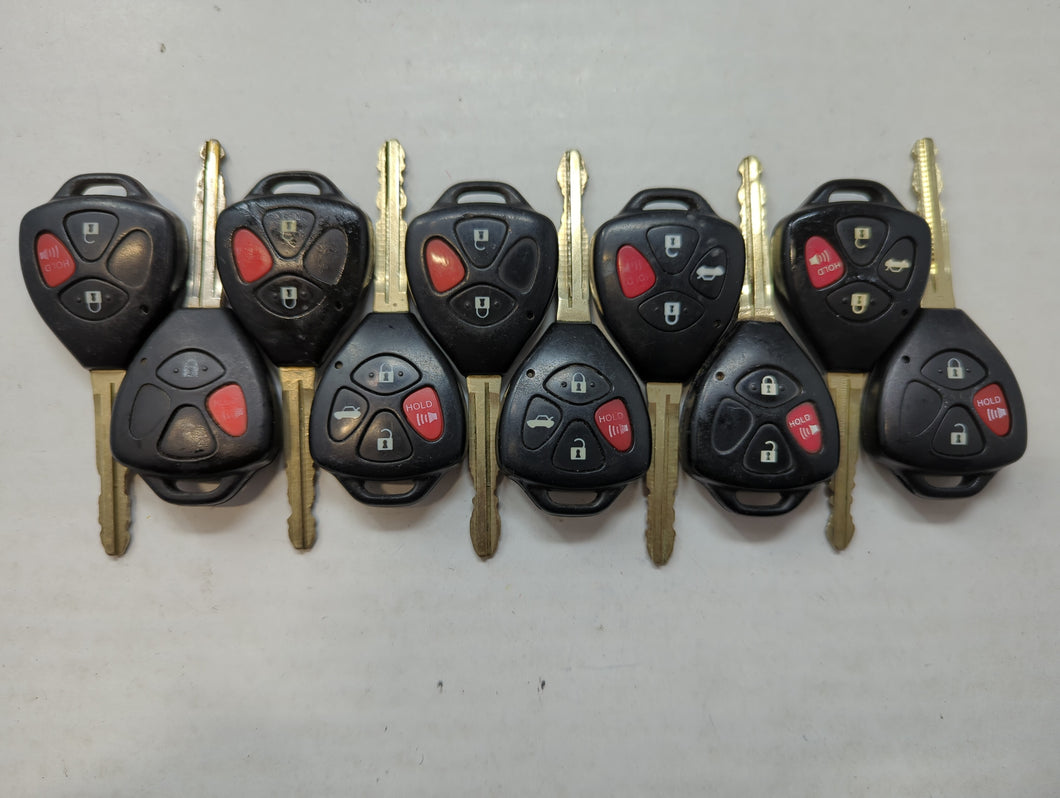 Lot of 10 Aftermarket Toyota Keyless Entry Remote Fob MIXED FCC IDS