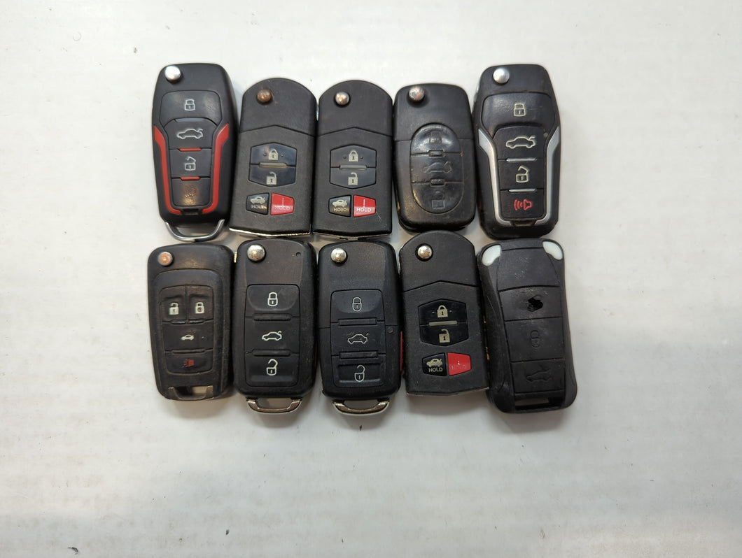 Lot of 10 Aftermarket Keyless Entry Remote Fob MIXED FCC IDS MIXED PART