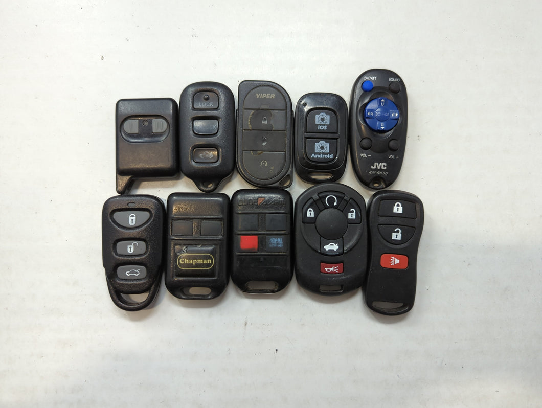 Lot of 10 Aftermarket Keyless Entry Remote Fob MIXED FCC IDS MIXED PART