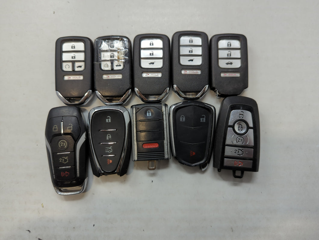 Lot of 10 Aftermarket Keyless Entry Remote Fob MIXED FCC IDS MIXED PART