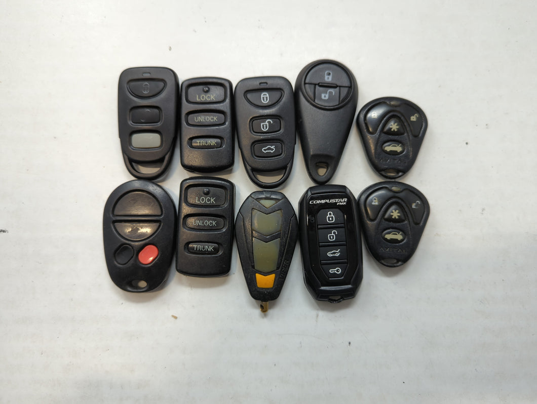 Lot of 10 Aftermarket Keyless Entry Remote Fob MIXED FCC IDS MIXED PART