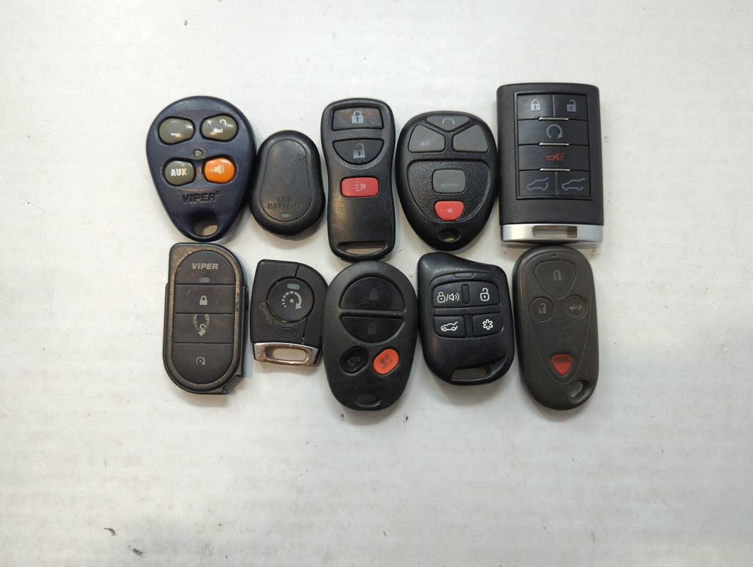 Lot of 10 Aftermarket Keyless Entry Remote Fob MIXED FCC IDS MIXED PART