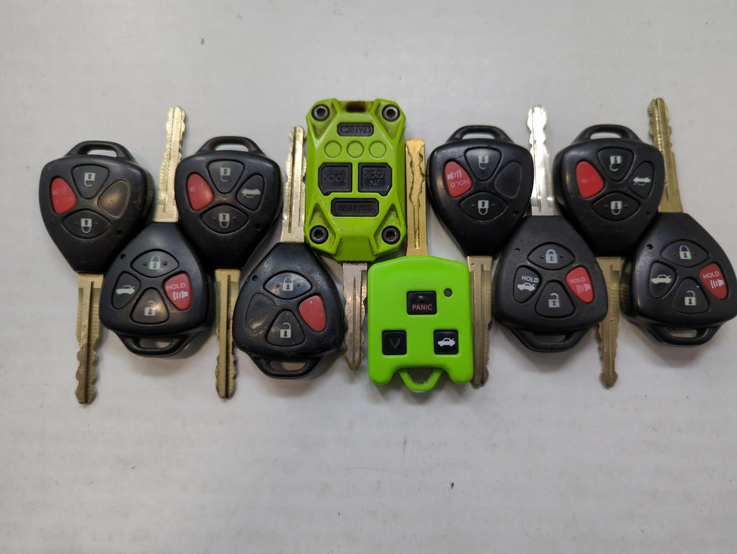 Lot of 10 Aftermarket Keyless Entry Remote Fob MIXED FCC IDS MIXED PART