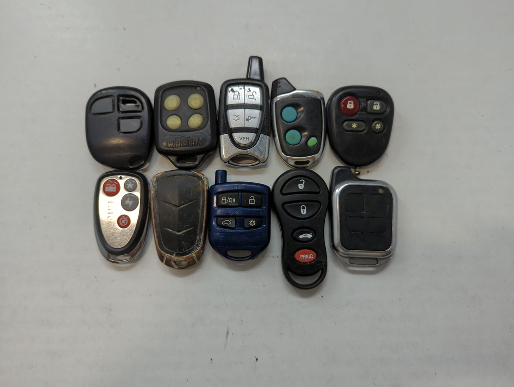 Lot of 10 Aftermarket Keyless Entry Remote Fob MIXED FCC IDS MIXED PART