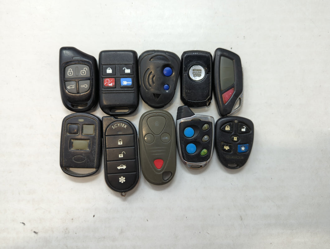 Lot of 10 Aftermarket Keyless Entry Remote Fob MIXED FCC IDS MIXED PART