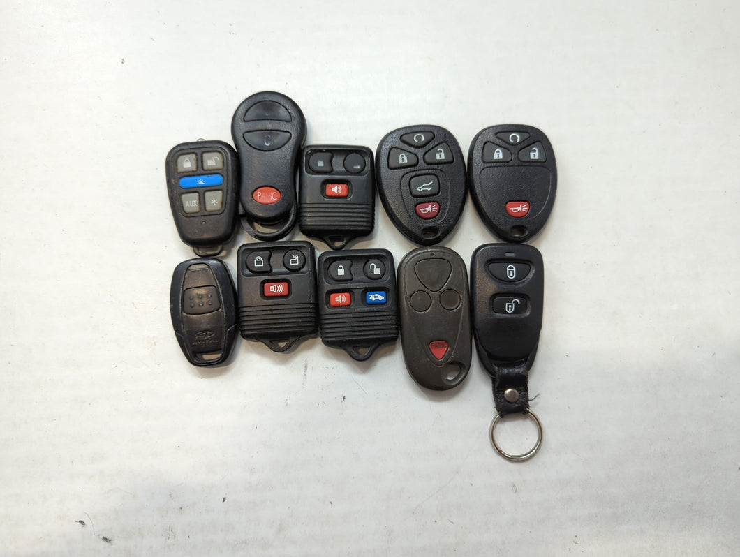 Lot of 10 Aftermarket Keyless Entry Remote Fob MIXED FCC IDS MIXED PART