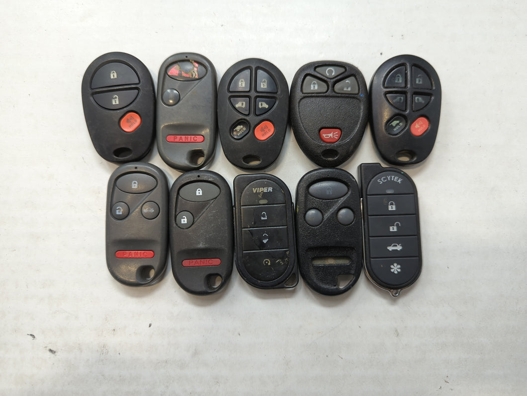 Lot of 10 Aftermarket Keyless Entry Remote Fob MIXED FCC IDS MIXED PART