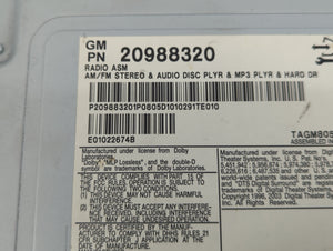 2009-2014 Cadillac Cts Radio AM FM Cd Player Receiver Replacement P/N:20988320 Fits 2009 2010 2011 2012 2013 2014 OEM Used Auto Parts