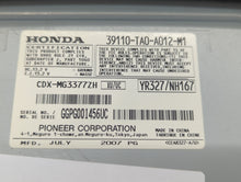 2008-2009 Honda Accord Radio AM FM Cd Player Receiver Replacement P/N:39110-TA0-A012-M1 Fits 2008 2009 OEM Used Auto Parts