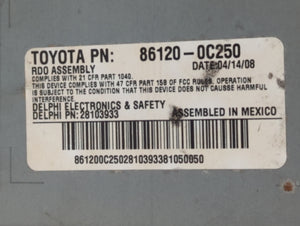 2008-2009 Toyota Sequoia Radio AM FM Cd Player Receiver Replacement P/N:86120-0C250 Fits 2008 2009 OEM Used Auto Parts