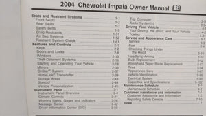 2004 Chevrolet Impala Owners Manual Book Guide OEM Used Auto Parts - Oemusedautoparts1.com